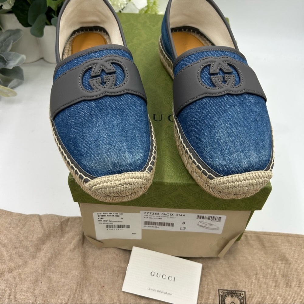 Men’s Gucci, blue denim ESPADRILLES size 8, made in Spain - Picture 4 of 10